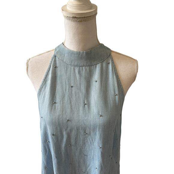 Cloth & Stone Casual Chambray Halter Dress Blue M - Picture 2 of 9
